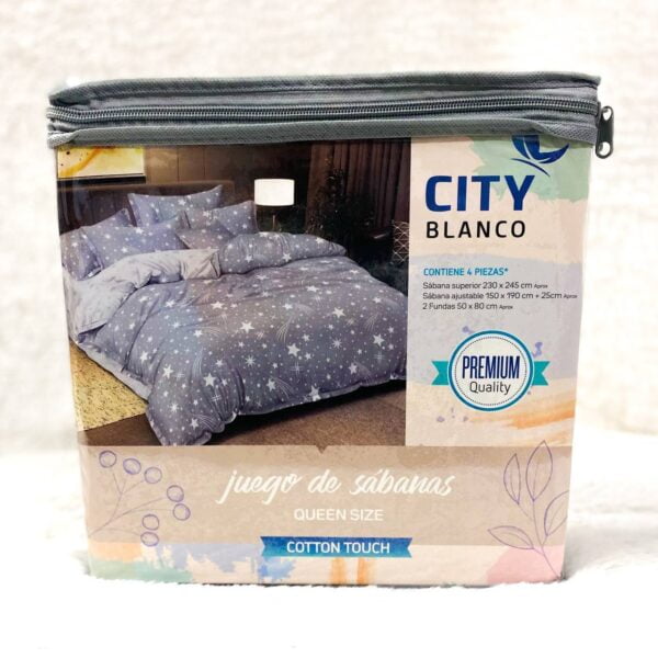 JUEGO DE SÁBANAS CITY BLANCO ESTAMPADA 2 1/2 - Imagen 12