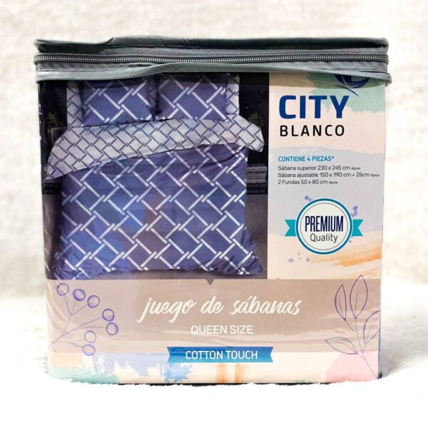 JUEGO DE SÁBANAS CITY BLANCO ESTAMPADA 2 1/2 - Imagen 14