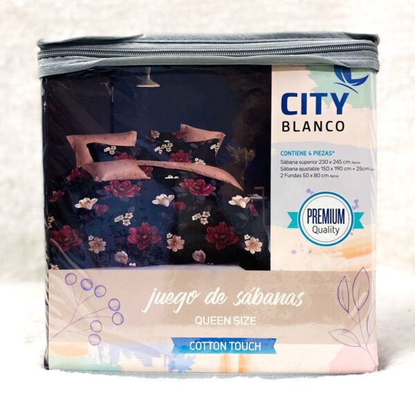 JUEGO DE SÁBANAS CITY BLANCO ESTAMPADA 2 1/2 - Imagen 2