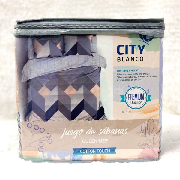JUEGO DE SÁBANAS CITY BLANCO ESTAMPADA 2 1/2 - Imagen 3