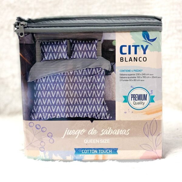 JUEGO DE SÁBANAS CITY BLANCO ESTAMPADA 2 1/2 - Imagen 8