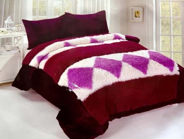 EDREDON PIEL DE MONO CON CORDERITO ROMBO CHICO + 2 FUNDAS DE ALMOHADA - Imagen 2