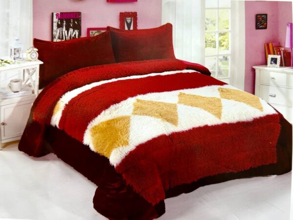EDREDON PIEL DE MONO CON CORDERITO ROMBO CHICO + 2 FUNDAS DE ALMOHADA - Imagen 5