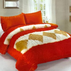 EDREDON PIEL DE MONO CON CORDERITO ROMBO CHICO + 2 FUNDAS DE ALMOHADA