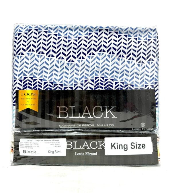 JUEGO DE SÁBANAS ALGODÓN PERCAL "BLACK" 144 HILOS - Imagen 5