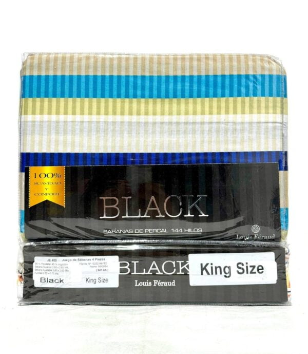 JUEGO DE SÁBANAS ALGODÓN PERCAL "BLACK" 144 HILOS - Imagen 2
