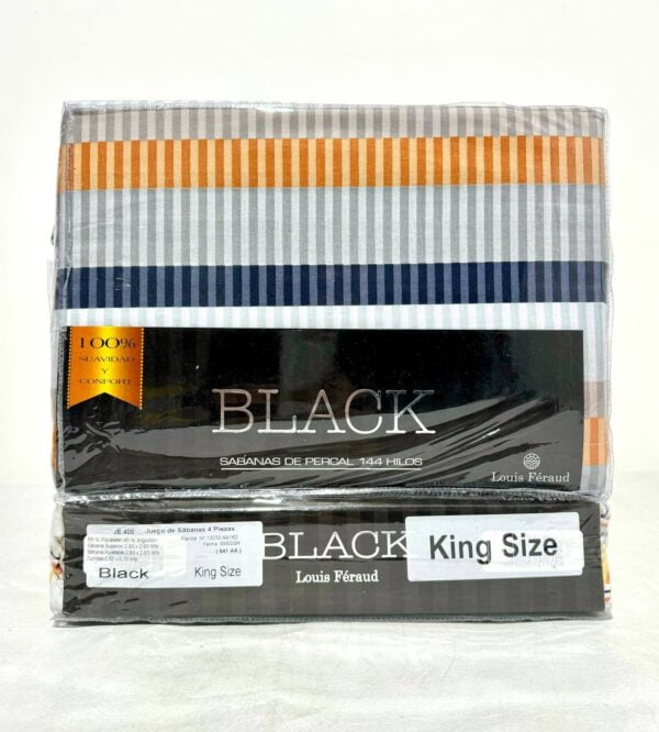 JUEGO DE SÁBANAS ALGODÓN PERCAL "BLACK" 144 HILOS - Imagen 4