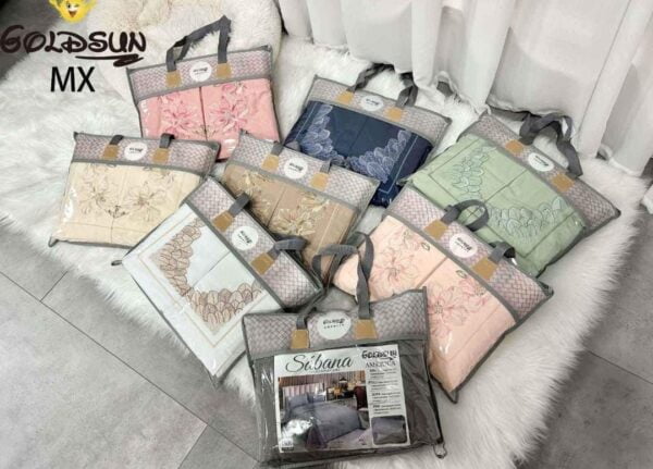 SÁBANAS GOLDSUN LISAS C/ DISEÑO BORDADO EN FUNDAS - Imagen 3