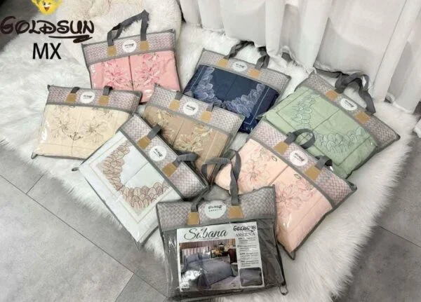 SÁBANAS GOLDSUN LISAS C/ DISEÑO BORDADO EN FUNDAS - Imagen 3