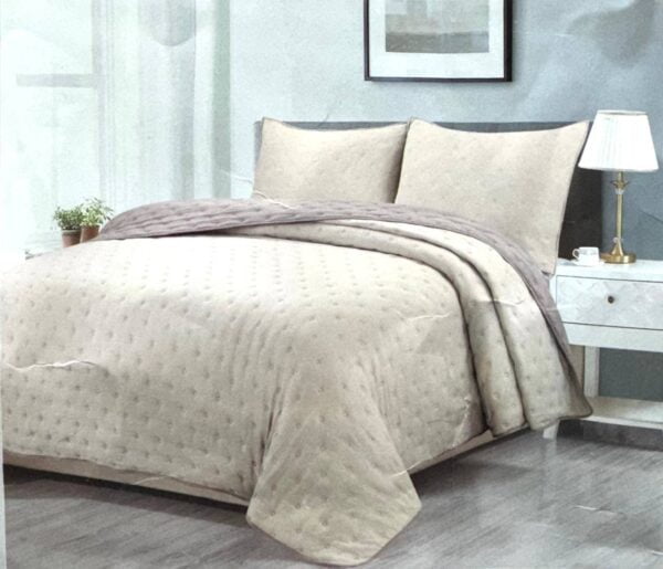 COBERTOR REVERSIBLE LISO + 2 FUNDAS DE ALMOHADA - Imagen 2